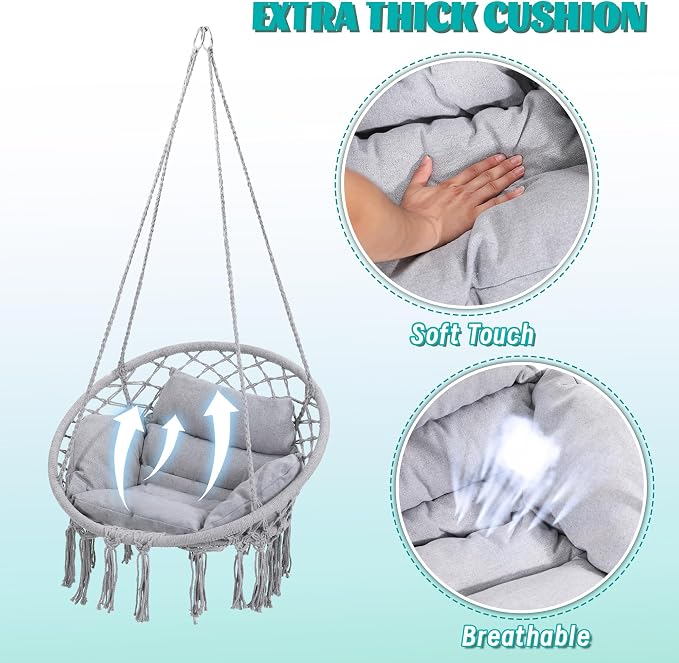 Macrame Hammock Hanging Swinging Chair - Image 3