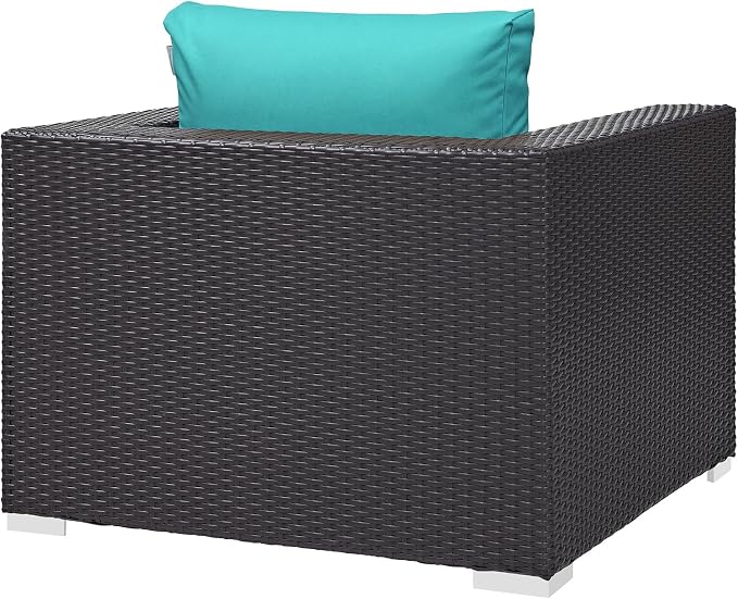 Modway Convene Wicker Rattan Outdoor Patio Armchair in Espresso Turquoise - Image 6