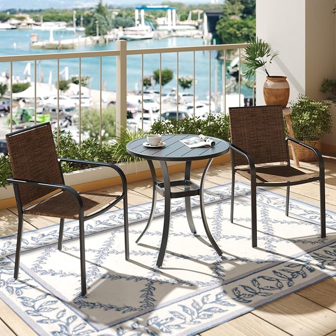 3-Piece Outdoor Dining Set, Small Metal Bistro Table - Image 2