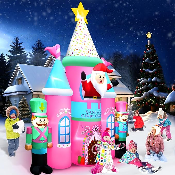 Kalolary 10FT Christmas Inflatables Outdoor Decorations, Candy Castle Inflatable - Image 7