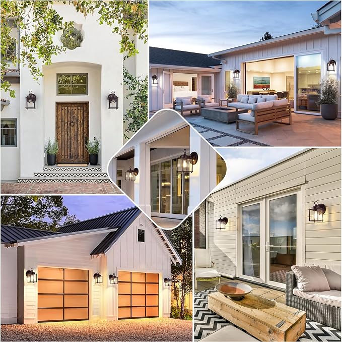 Outdoor Wall Lantern, Exterior Dark Chocolate Waterproof Wall Sconce Lighting - Image 7