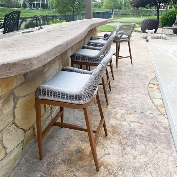 PURPLE LEAF Bar Stools Set of 4 Bar Height Metal Bar Chairs - Image 3