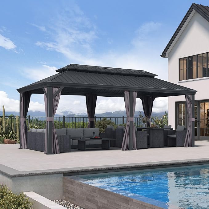 PURPLE LEAF 10' X 20' Permanent Hardtop Gazebo Aluminum Gazebo - Image 2