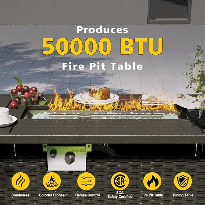 Aoxun Patio Furniture Set with Fire Pit Table, 12 Piece Outdoor Sectional Sofas - Image 4