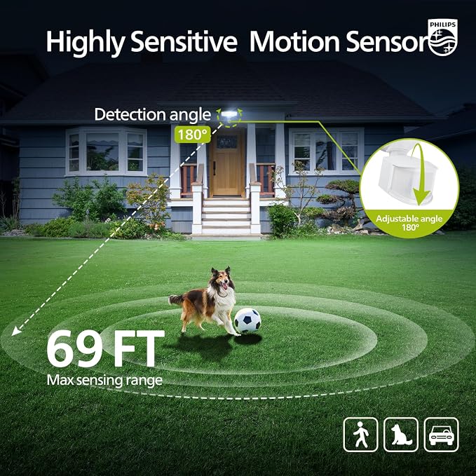 Philips 72W 7400LM LED Security Lights w/PIR Motion Sensor Outdoor, 5000K - Image 4