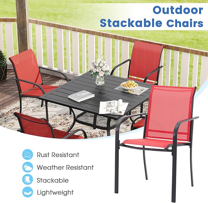 VICLLAX Patio Dining Set for 4, Outdoor Furniture Set Includes 1 Square Patio - Image 6