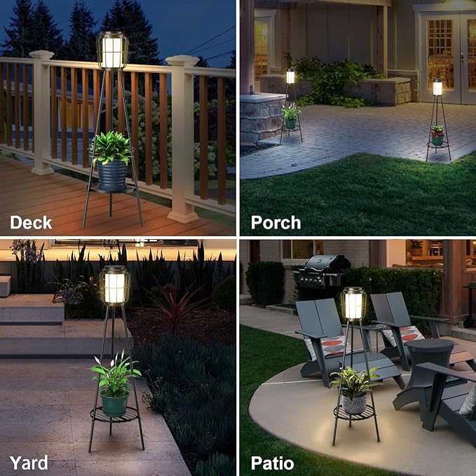 2 Pack Solar Lights with Plant Stand, Outdoor Floor Lamps, Waterproof Solar - Image 4