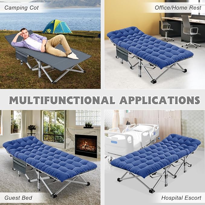 ABORON Camping Cot for Adult 28" Extra Wide, Heavy-Duty 1200D Oxford Cot for - Image 5