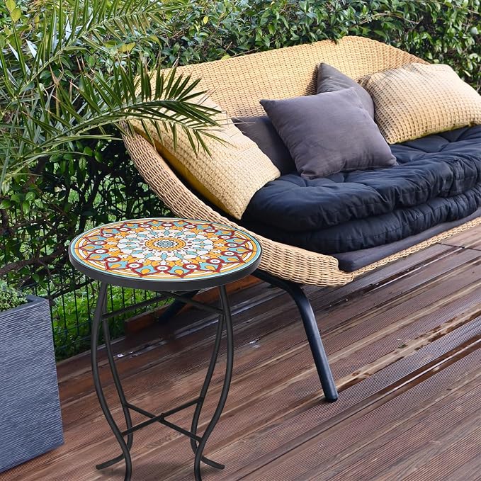 VCUTEKA Mosaic Outdoor Side Table - Image 9