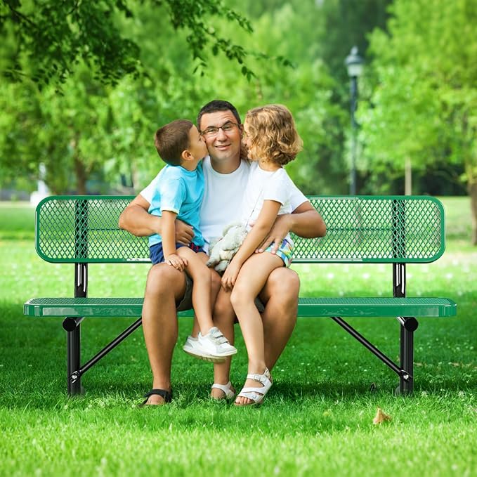6FT/72INCH Heavy Duty Metal Park Bench - Image 2