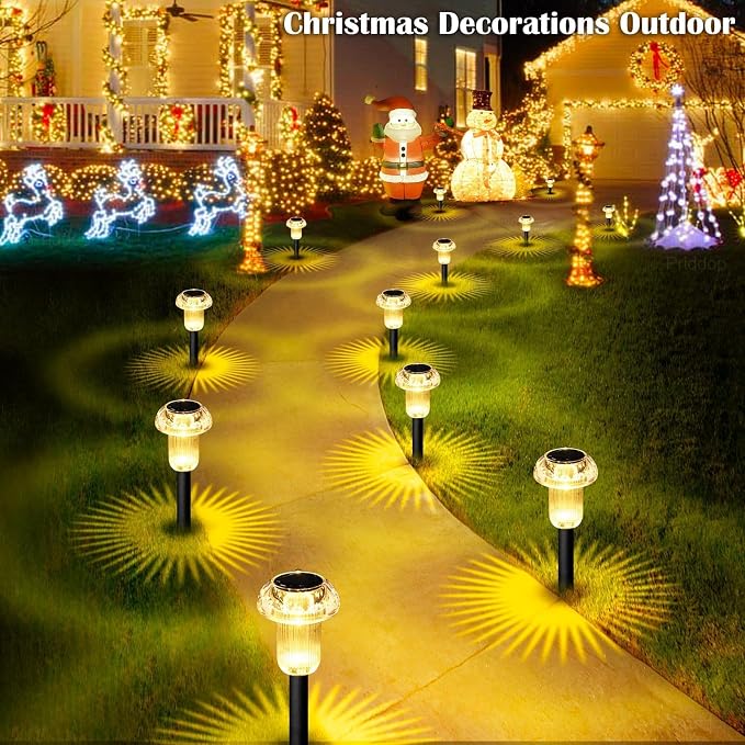 Solar Lights Outdoor Pathway Waterproof 8 Pack Warm White LED Acrylic Mushroom - Image 9
