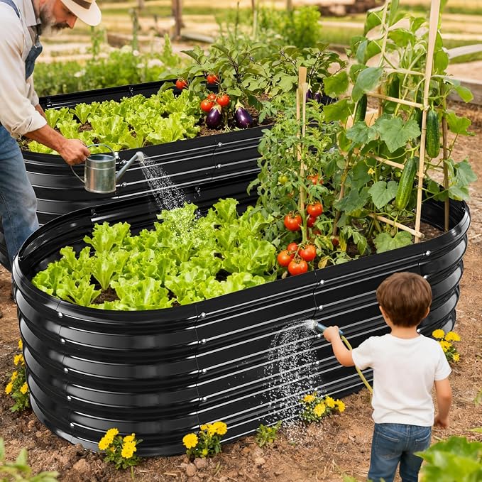 17" Tall Outdoor Garden Raised Garden Bed Kits, 4ft X 2ft Oval, 0.8MM Thick - Image 6