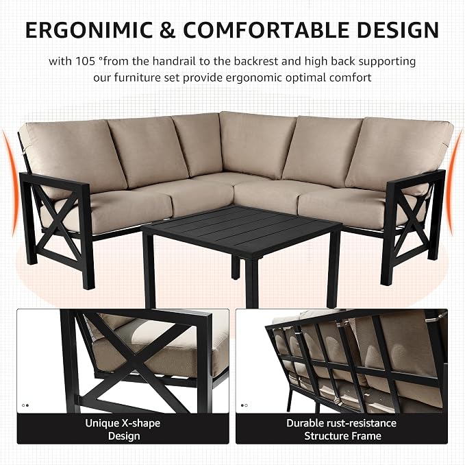 NATURAL EXPRESSIONS 6 Pieces Patio Furniture Sets, Outdoor Furniture Sets Metal - Image 8