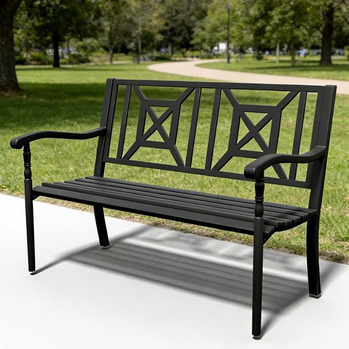 SHGJ&SOFT Outdoor Bench, Garden Bench, Outdoor Metal Frame Patio Park Bench by Unknown