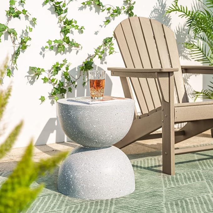 Glitzhome Outdoor Side Tables Set of 2, Heavy Duty Patio Sturdy Faux Terrazzo - Image 9