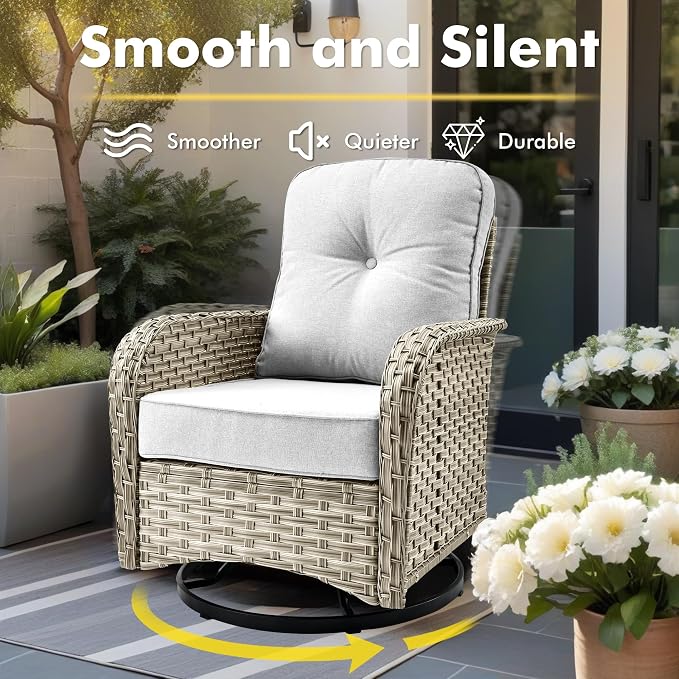 11-Piece Outdoor Sectional Sofa Set w/ 54" Fire Pit – L-Shaped Wicker Patio - Image 4