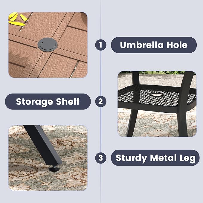 VICLLAX 40.6" Round Outdoor Table, Patio Dining Table - Image 5