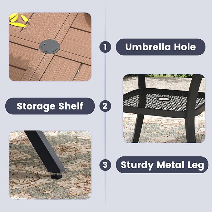 VICLLAX 47.2" Round Outdoor Table, Patio Dining Table - Image 5