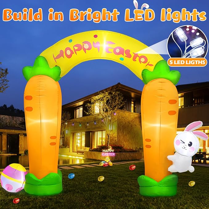 MICOCAH 9FT Long Easter Inflatables Archway Outdoor Decorations, Easter - Image 3