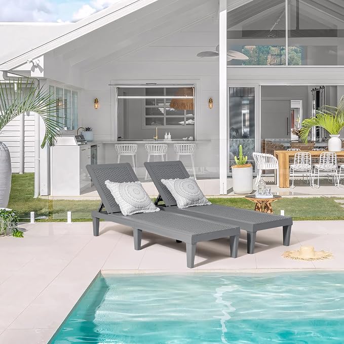 Greesum Outdoor Chaise Lounge Chairs Set of 2 - Image 4
