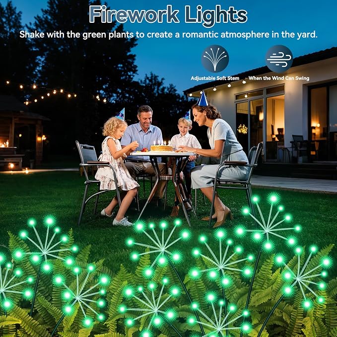 Solar Garden Lights 2 Pack Waterproof Swaying Starburst Light Solar Outdoor - Image 7