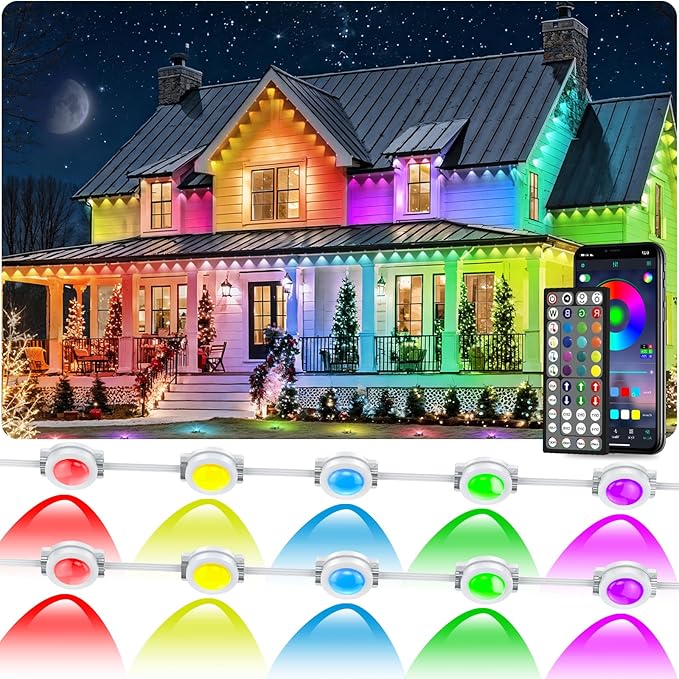300FT Permanent Outdoor RGB Lights, IP67 Waterproof Smart Eave Lighting by Unknown