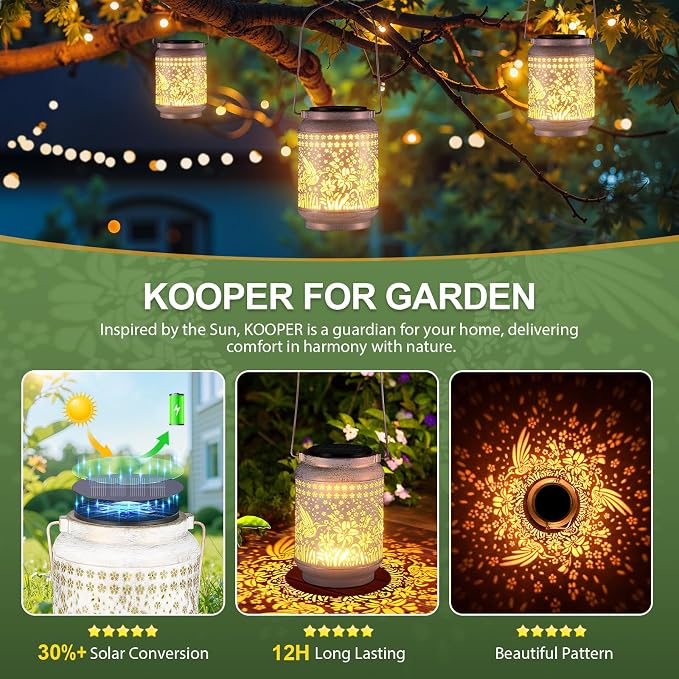 KOOPER Solar Lanterns Outdoor Waterproof Birthday Gifts - Image 3