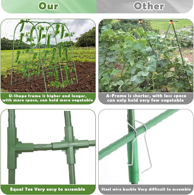 Cucumber Trellis for Raised Bed, Metal Garden Arch Trellis for Outdoor Climbing - Image 3