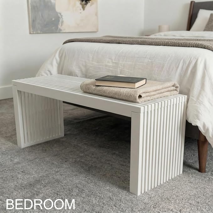 SWEVEN Bamboo Natural 36 inch Wooden Bench, Small Wood Benches - Image 4