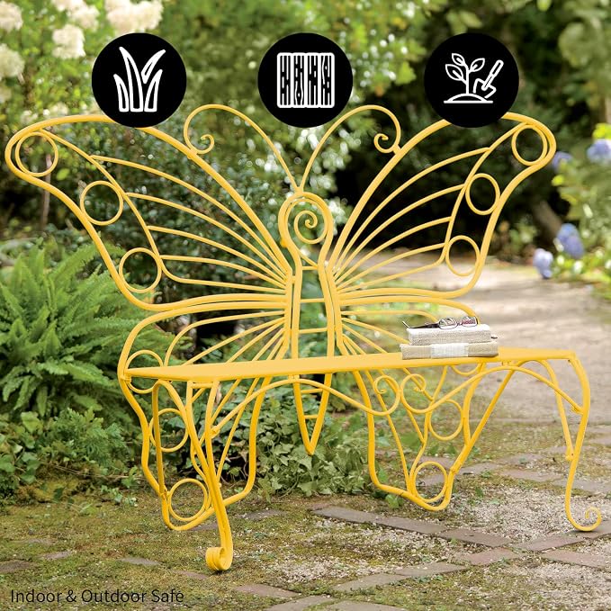 Plow & Hearth Weatherproof Butterfly Outdoor Bench | Holds Up to 300 lbs | - Image 4