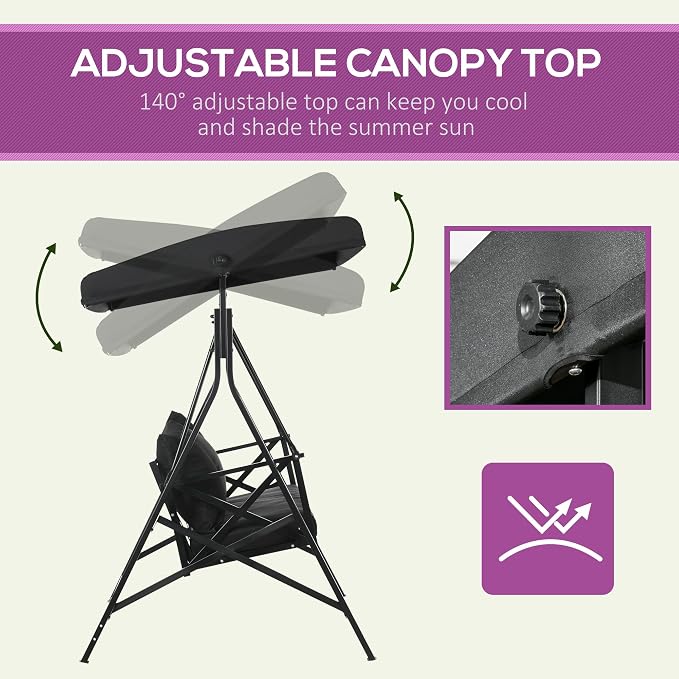 Outsunny 3-Seat Patio Swing Chair, Porch Swing Glider - Image 4