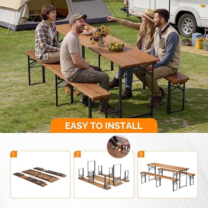 VINGLI 70 Inch Folding Picnic Tables - Image 5
