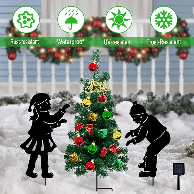 Solar Outdoor Christmas Tree, 3 Pack Christmas Outdoor Decorations - Image 3