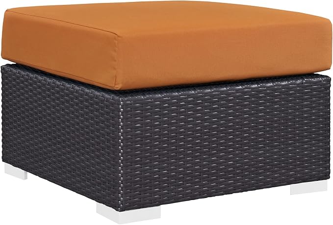 Modway Convene Wicker Rattan Outdoor Patio Square Ottoman - Image 3