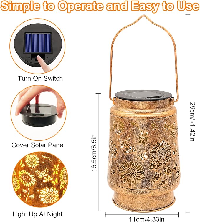 2 Pack Sunflower Solar Lanterns Garden Decor, Gifts - Image 5