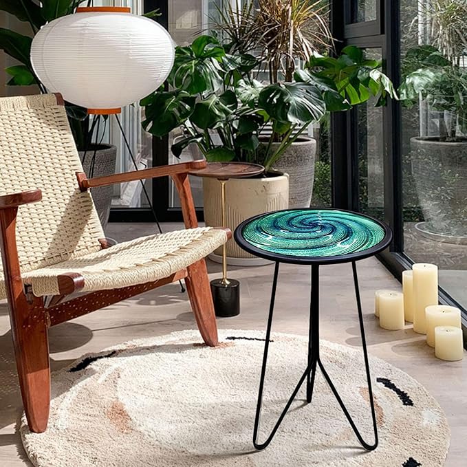 LIFFY Patio Side Table, Small Round End Table, Metal Side Table Outdoor - Image 4