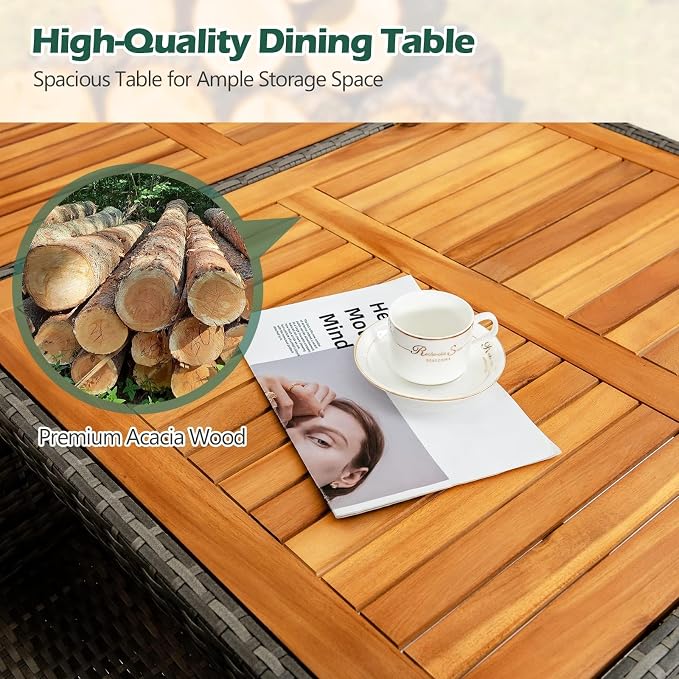 Tangkula 9 Piece Rattan Outdoor Dining Set - Image 7