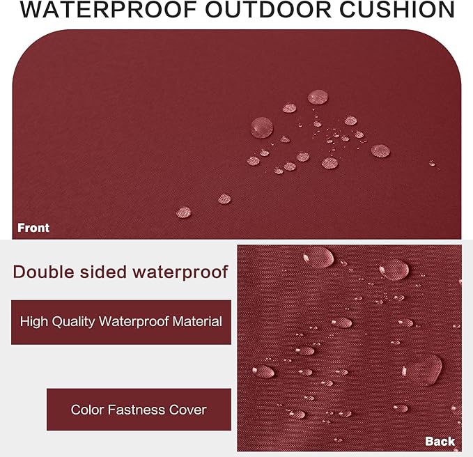 Outdoor Bench Cushion 4 inches Memory Foam Waterproof Patio Furniture Bench - Image 3