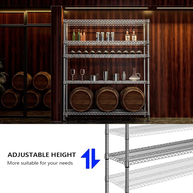 3500LBS 59" W 5 Tier Storage Shelves Rack Metal Wire Shelving Unit, Storage - Image 5
