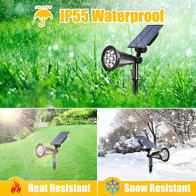 T-SUN Solar Spotlights, 7 LED Solar Lights Outdoor Waterproof, Auto ON/Off - Image 6