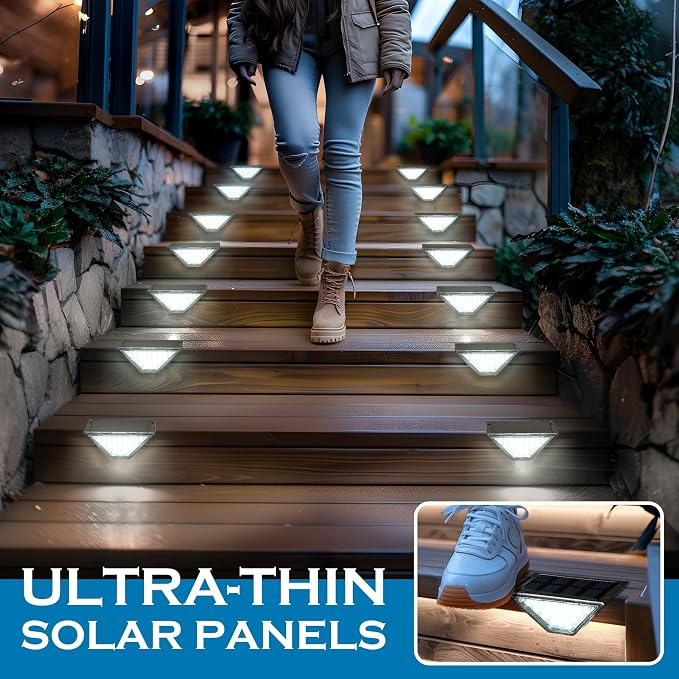 SOLPEX Solar Step Lights for Outside, 24 LEDs Solar Stair Lights Outdoor - Image 3