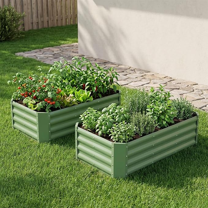 INNO STAGE 2 Pcs 4×2×1ft Galvanized Raised Garden Bed Kit, Galvanized Planter - Image 2