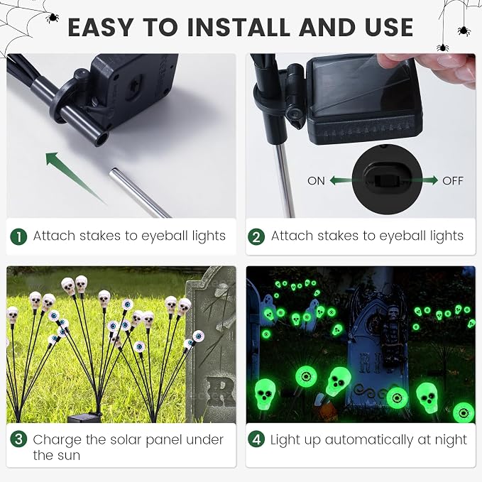 Solar Halloween Lights Outdoor, Halloween Decorations Outdoor, Scary Eyeball - Image 7