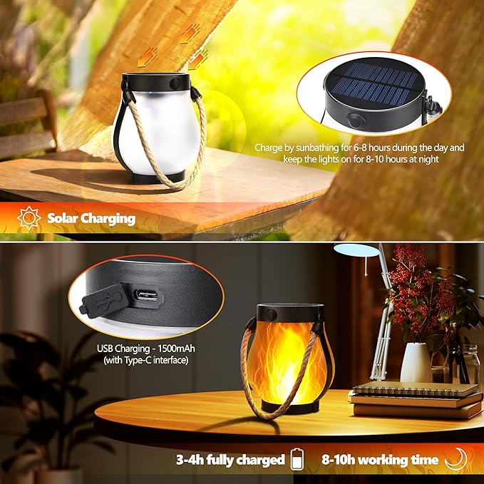 iBaycon 1 Pack Solar Lanterns Lights, Halloween Flickering Flame Garden Lights - Image 3