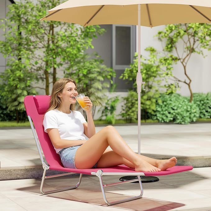 Outsunny Folding Chaise Lounge Chair, Pool Sun Tanning Chair, Outdoor Lounge - Image 8
