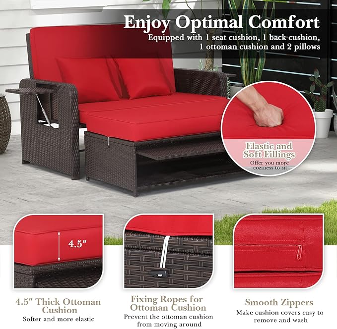 HAPPYGRILL Patio Rattan Wicker Daybed - Image 5