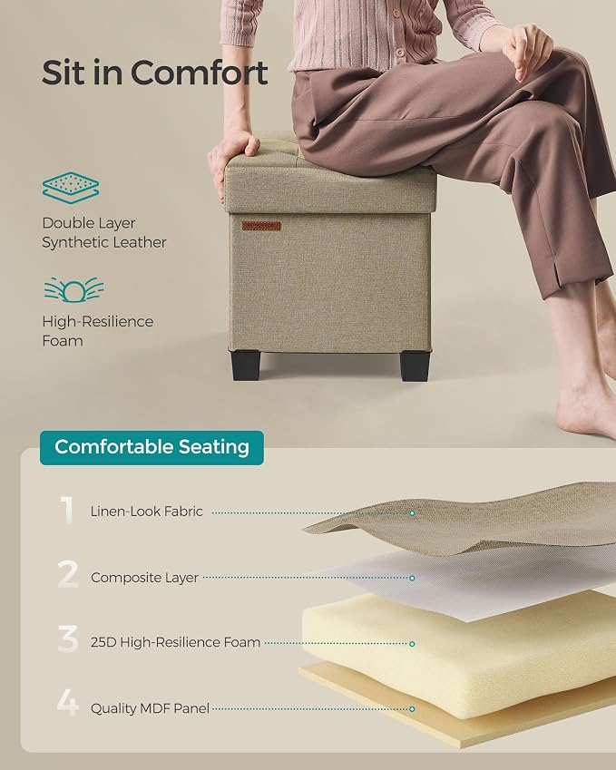 SONGMICS Storage Ottoman, Small Ottoman Foot Rest - Image 5
