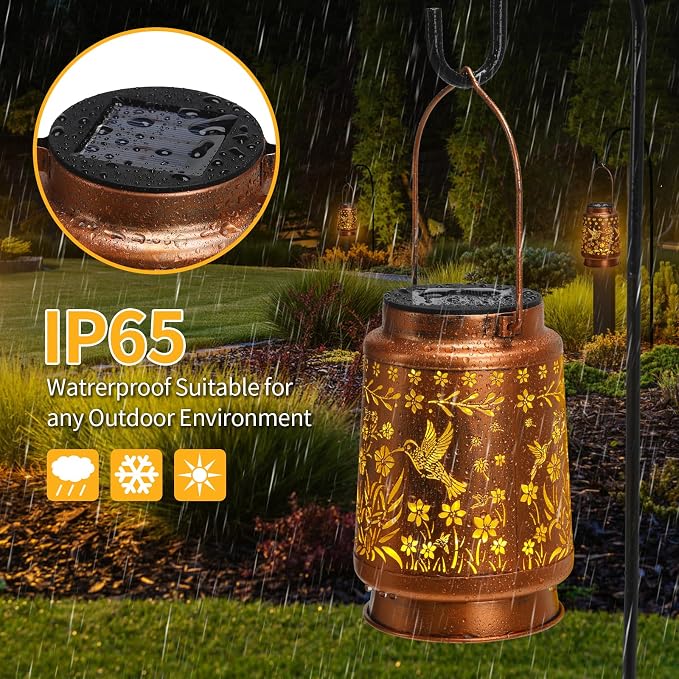 Hummingbird Solar Lanterns Outdoor Waterproof Garden Decor, Metal LED Garden - Image 5