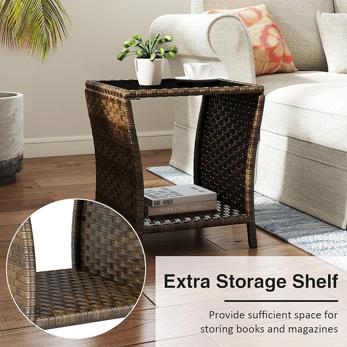 Kinfant Rattan Patio Side Table - Image 5