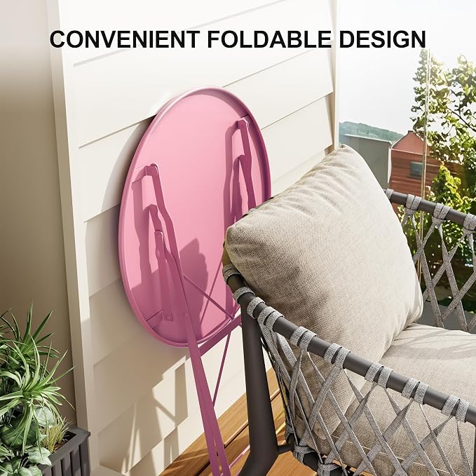 GarveeLife 3-Piece Folding Bistro Set, Foldable Patio Furniture Set - Image 4